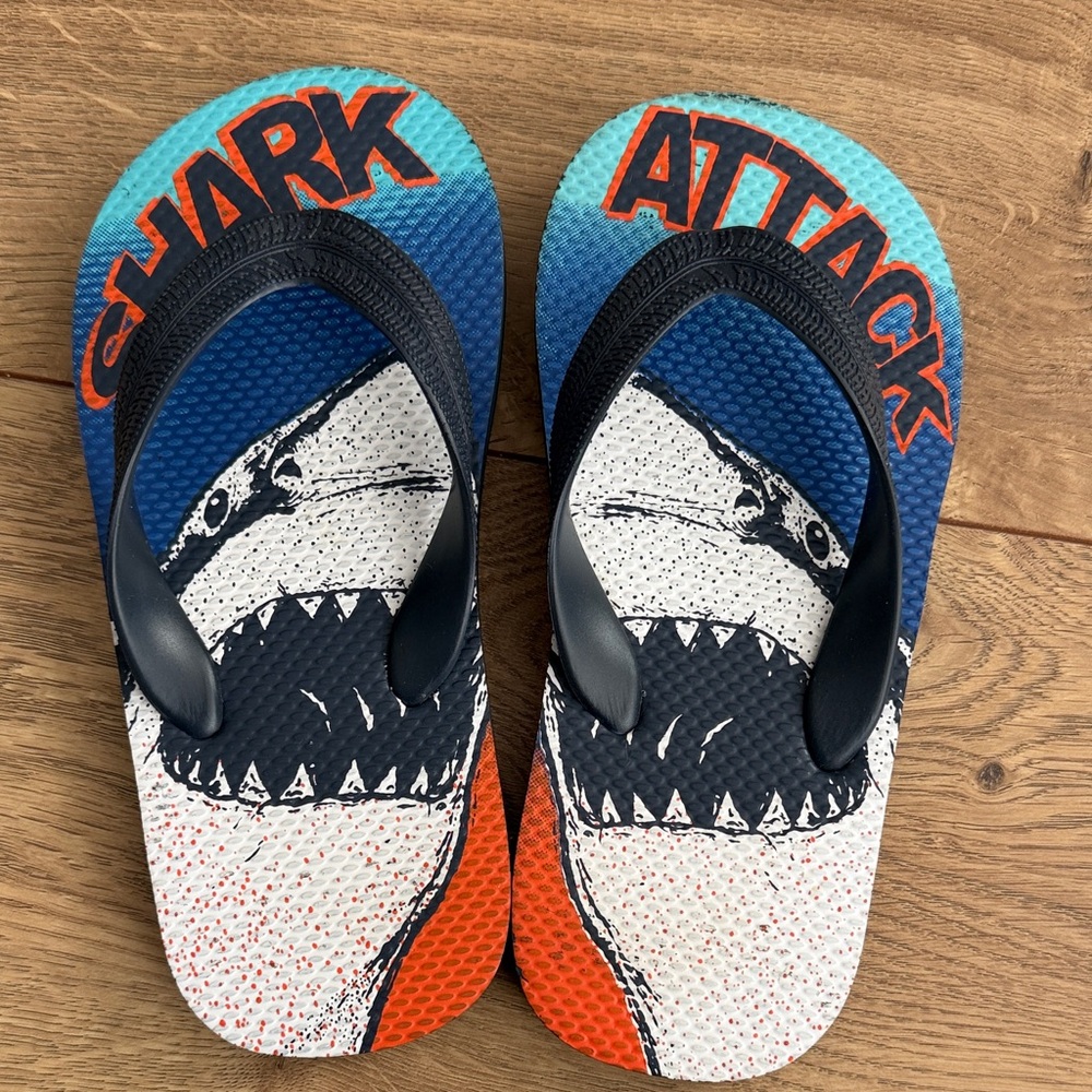 Kids Shark Attack Flip Flops